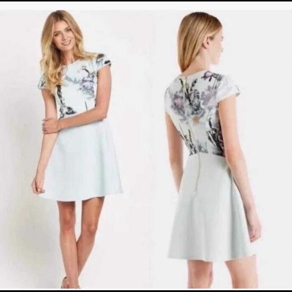 Ted Baker Faythe Blue Torchlit Floral Print Skater Dress View 2